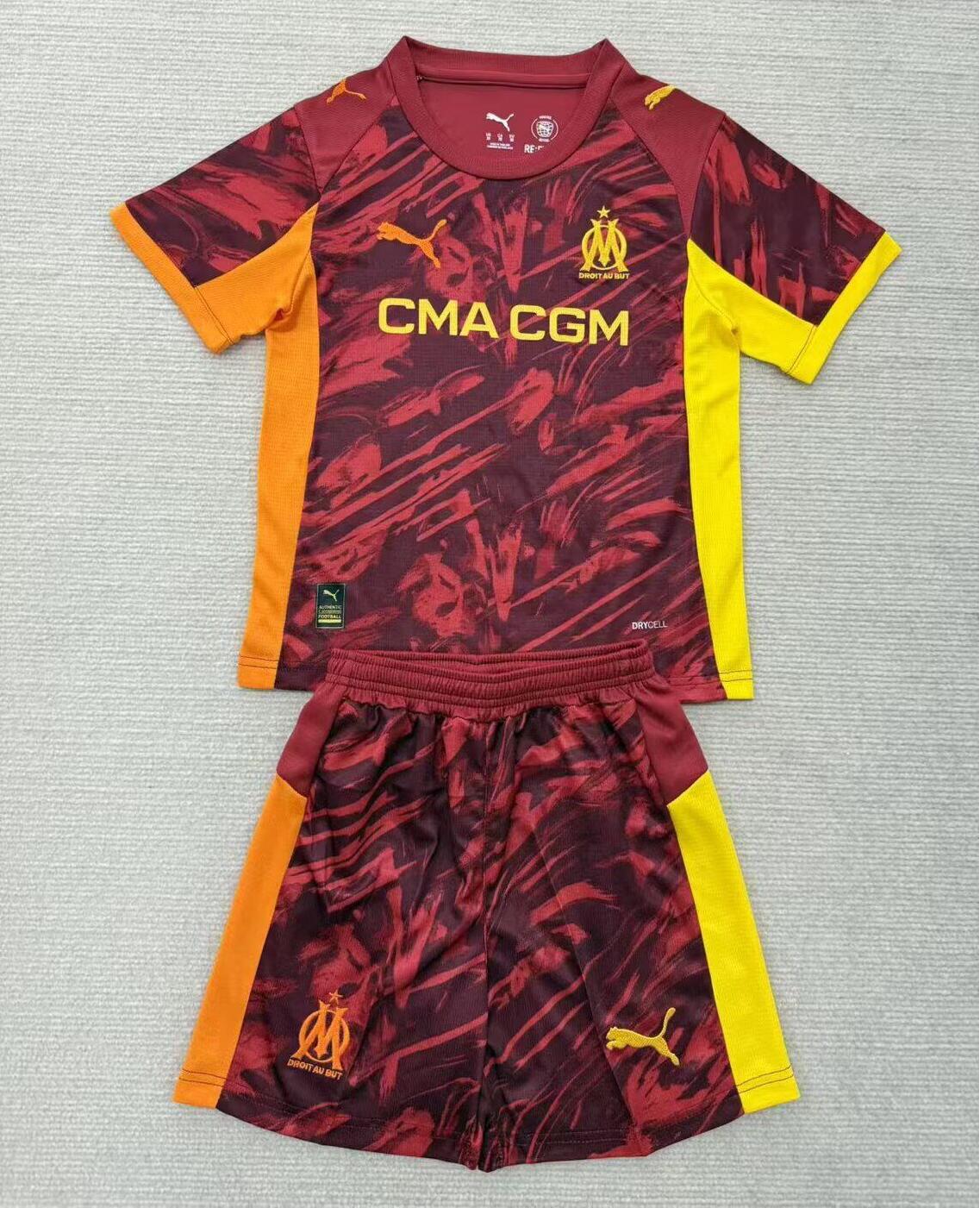 Kids-Marseilles 25/26 GK Red Soccer Jersey